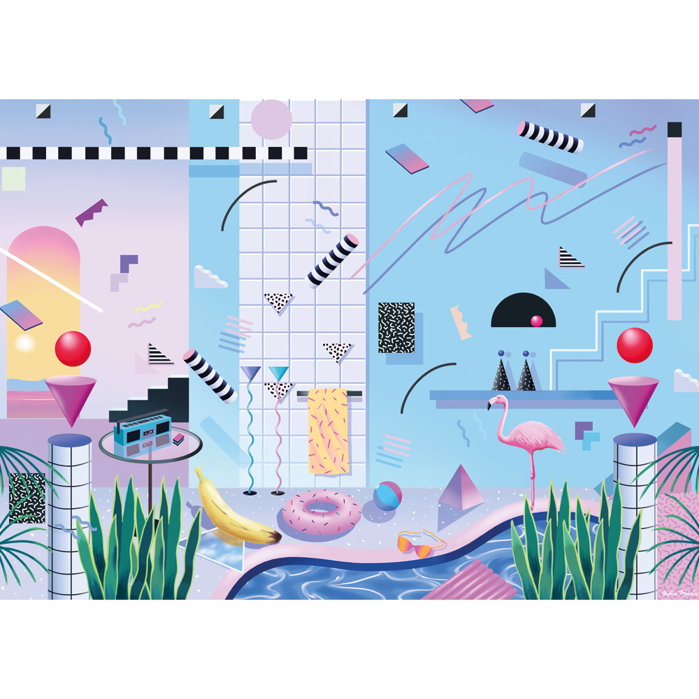 Poolside is a 1000-piece puzzle for adults with a cool eighties design