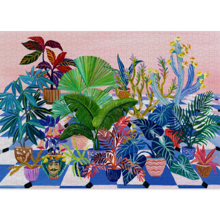 Backyard is a fun 1000-piece puzzle for adults, full of pink and blue colours!