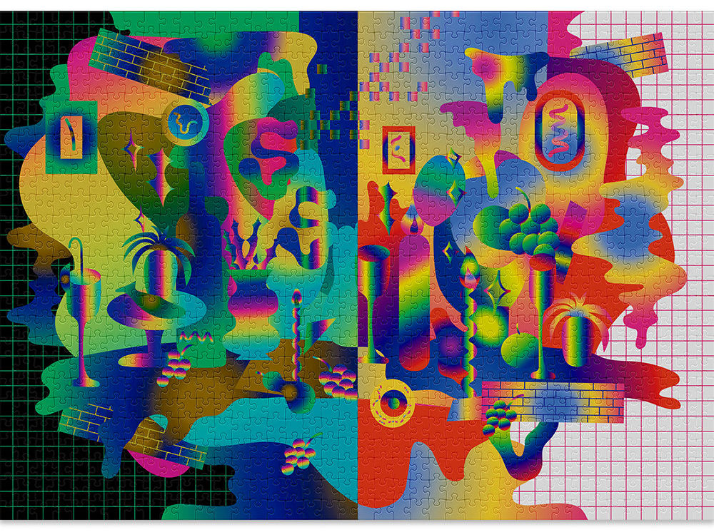 Chromatic is a challenging 1000-piece puzzle for adults with a trippy design