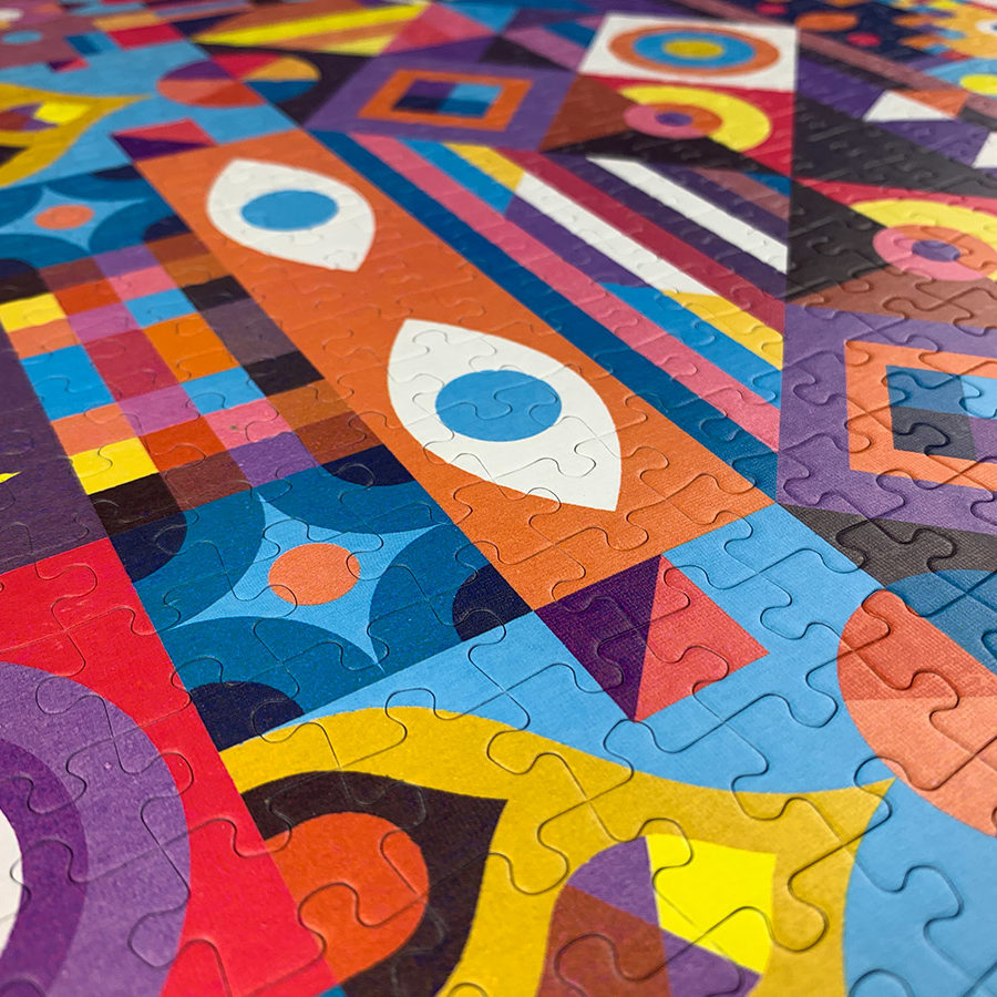 vibrant, pattern-filled abstract puzzle called SYMMETRY by Cloudberries