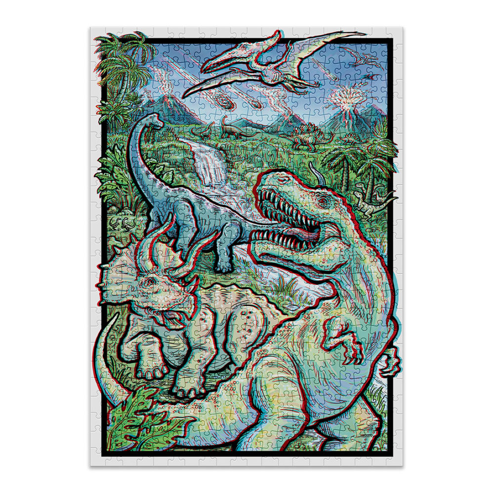 Dinosaurs puzzle with 3D effect